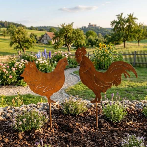 Schlichter Beetstecker Henne ca. 26 cm - Gartendekoration